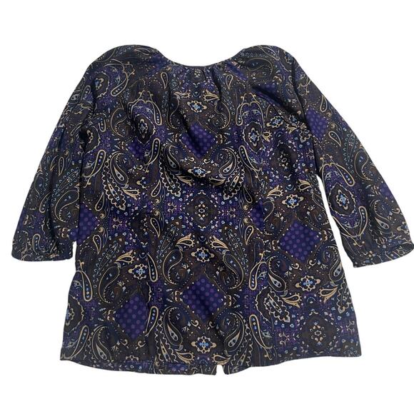 Banana Republic Blouse Long Sleeve Paisley Top Womens Sz Small Blue Black Purple - Picture 6 of 8